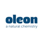 **oleon** displayed in bold, dark blue letters, above the lighter blue phrase "a natural chemistry," on a white background.