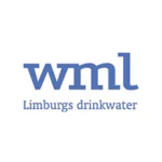 A blue text logo displays 'wml' in large, bold font above 'Limburgs drinkwater' in smaller font, on a white background.