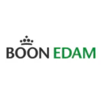 Het bedrijfslogo van BOON EDAM, bestaande uit een zwarte kroon boven de tekst "BOON EDAM" in een witte omgeving, ondersteunt efficiënt asset management en professionele serviceprocessen.